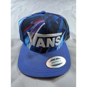 Vans Snapback Hat Mens OSFM Blue Abstract Graphic Print Embroidered Logo